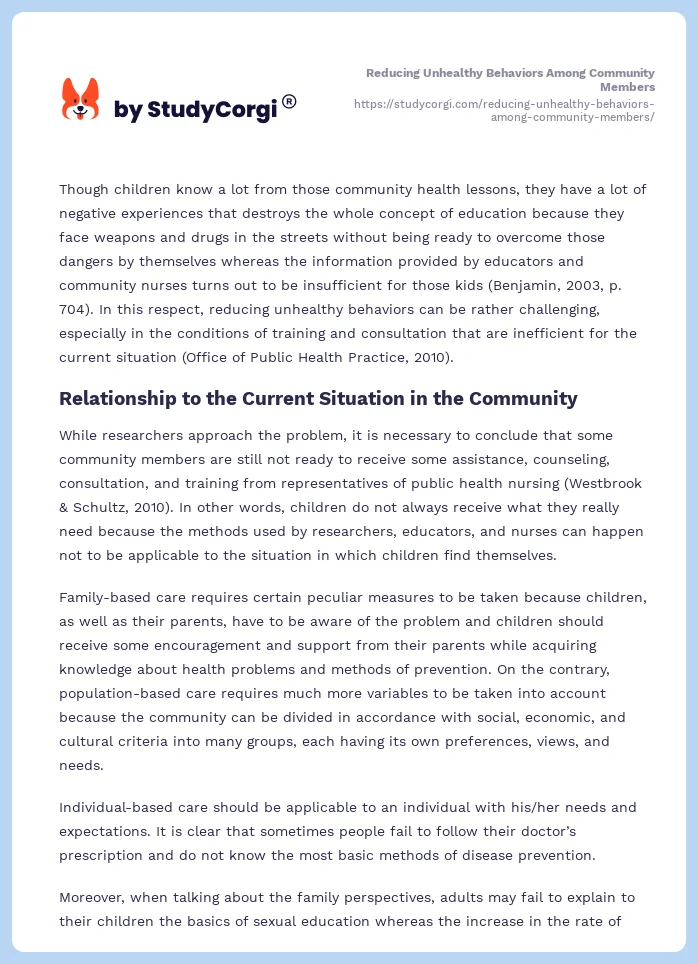 Reducing Unhealthy Behaviors Among Community Members. Page 2
