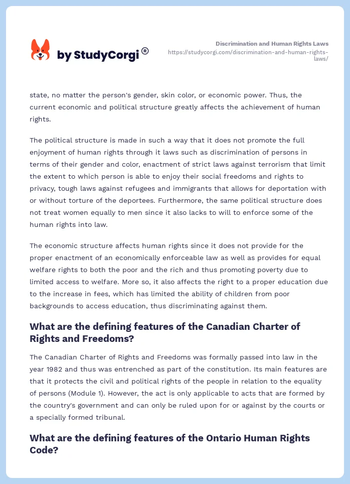 Discrimination and Human Rights Laws. Page 2