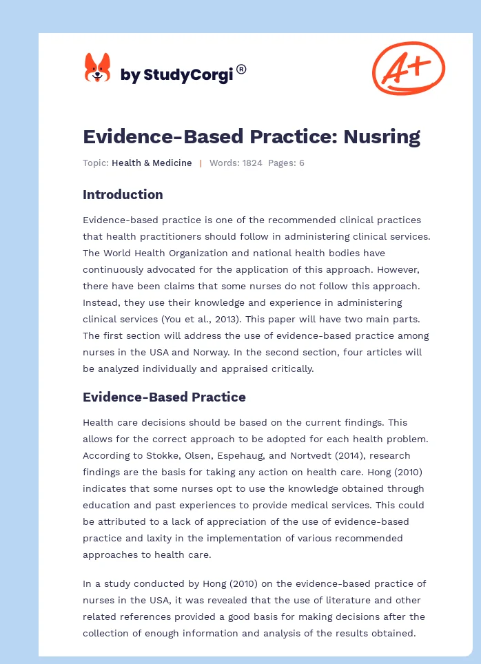 Evidence-Based Practice: Nusring. Page 1