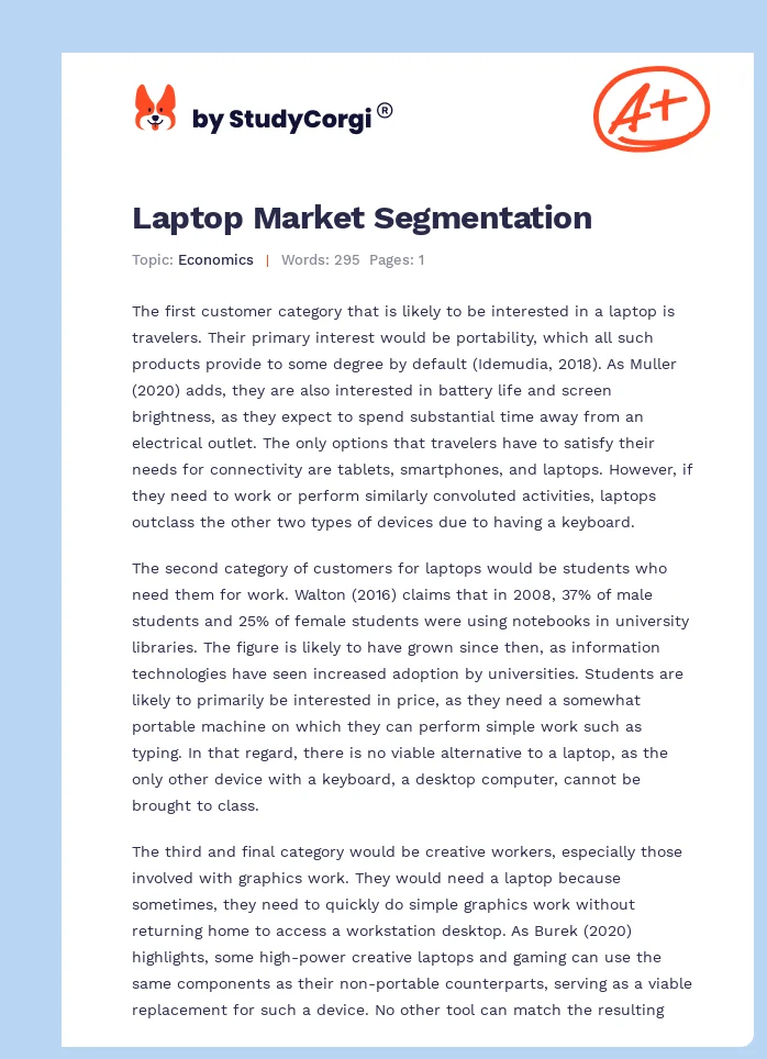 Laptop Market Segmentation. Page 1