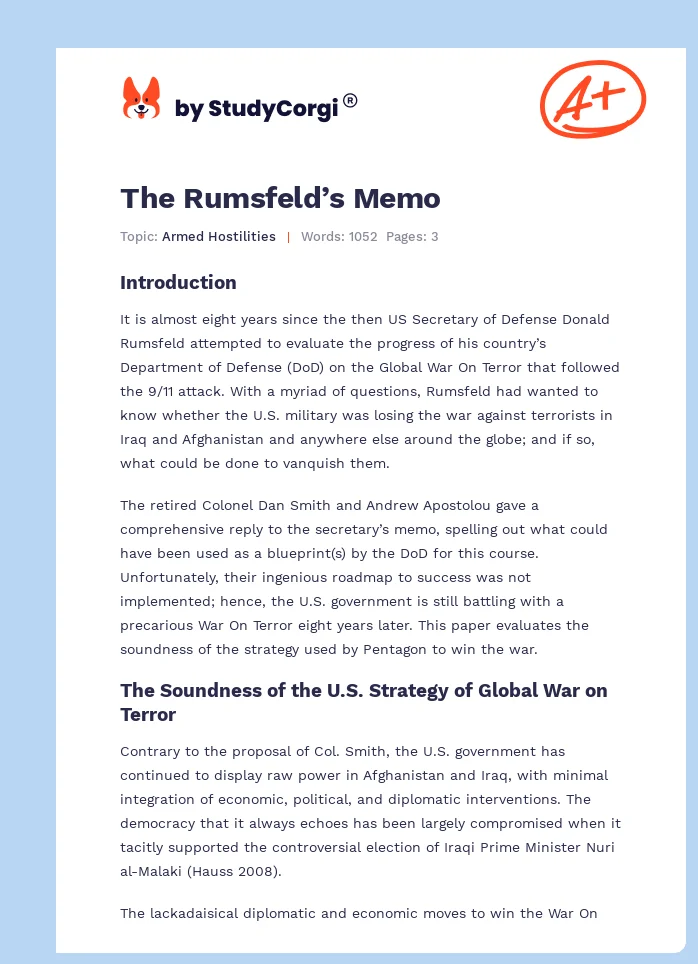 The Rumsfeld’s Memo. Page 1