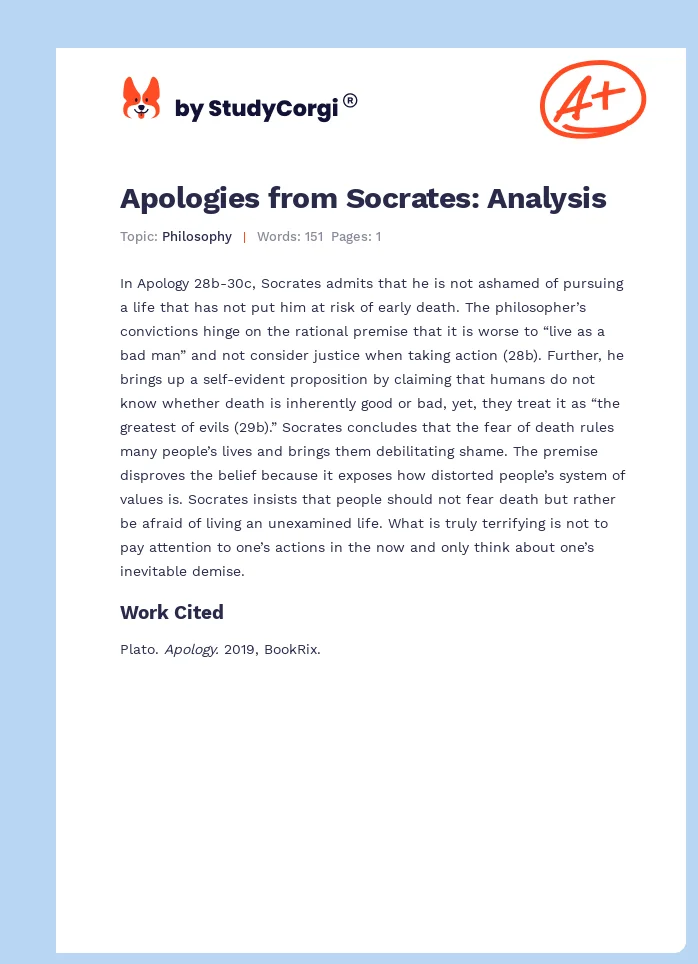 Apologies from Socrates: Analysis. Page 1
