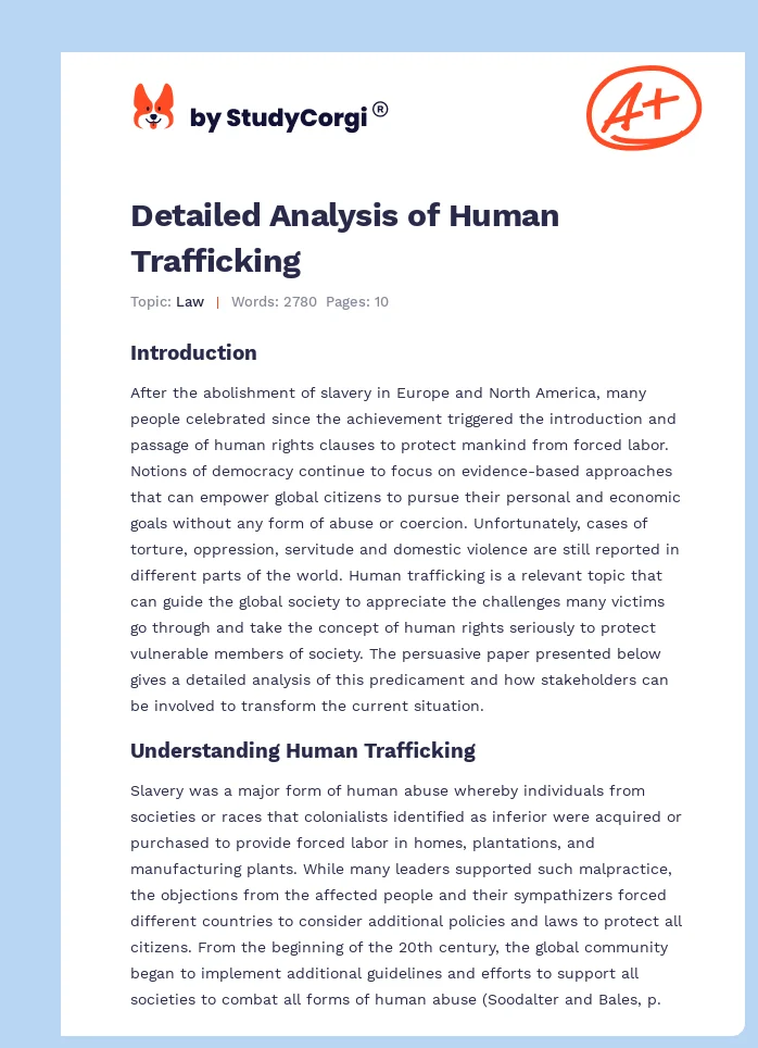 Detailed Analysis of Human Trafficking. Page 1