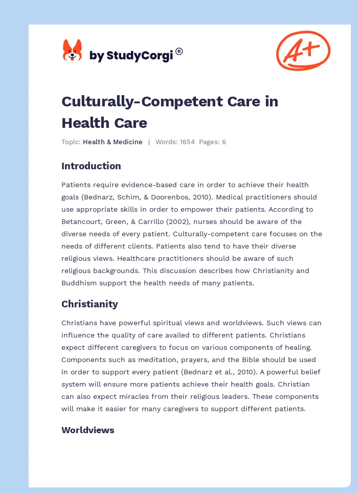 Culturally-Competent Care in Health Care. Page 1