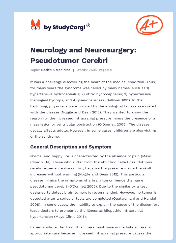 Neurology and Neurosurgery: Pseudotumor Cerebri. Page 1
