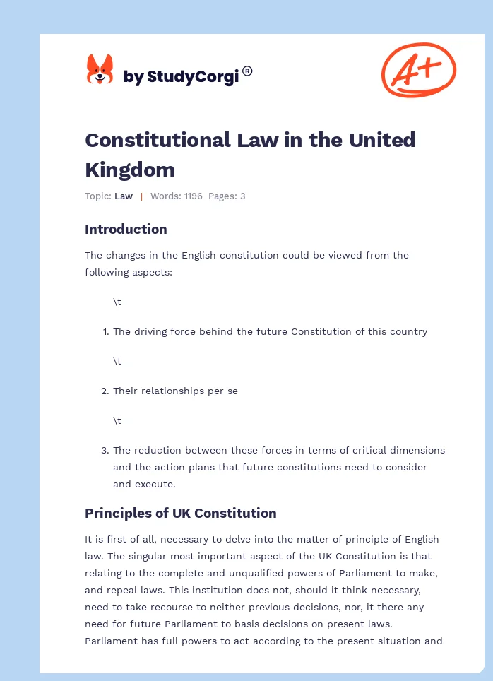 Constitutional Law in the United Kingdom. Page 1