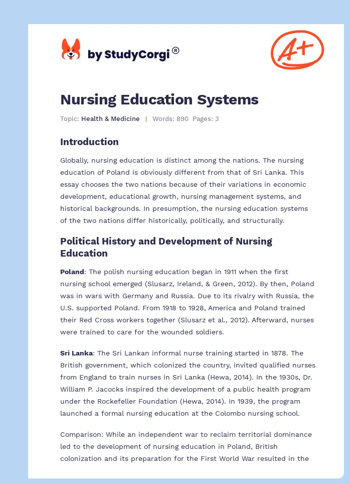 Nursing Education Systems. Page 1
