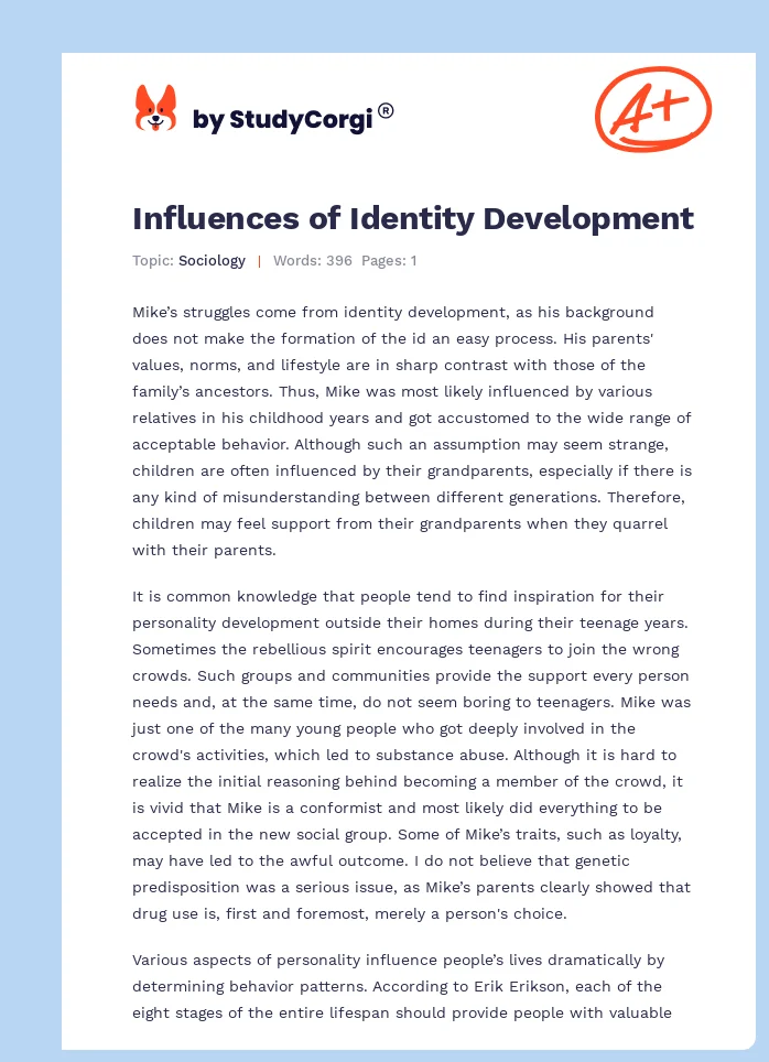 Influences of Identity Development. Page 1