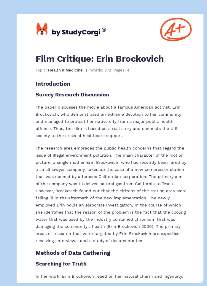 Film Critique: Erin Brockovich. Page 1