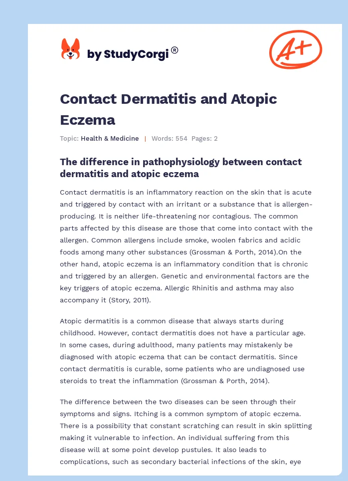 Contact Dermatitis and Atopic Eczema. Page 1