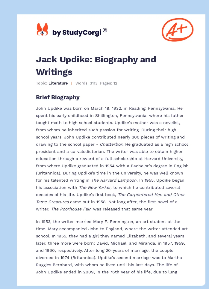 Jack Updike: Biography and Writings. Page 1