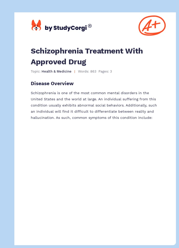 Schizophrenia Treatment With Approved Drug. Page 1