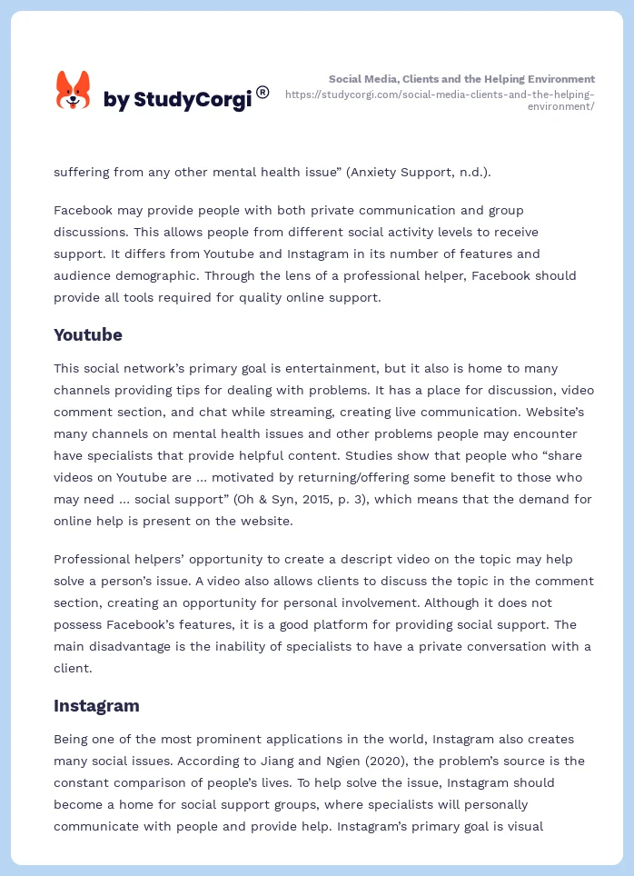 Social Media, Clients and the Helping Environment. Page 2