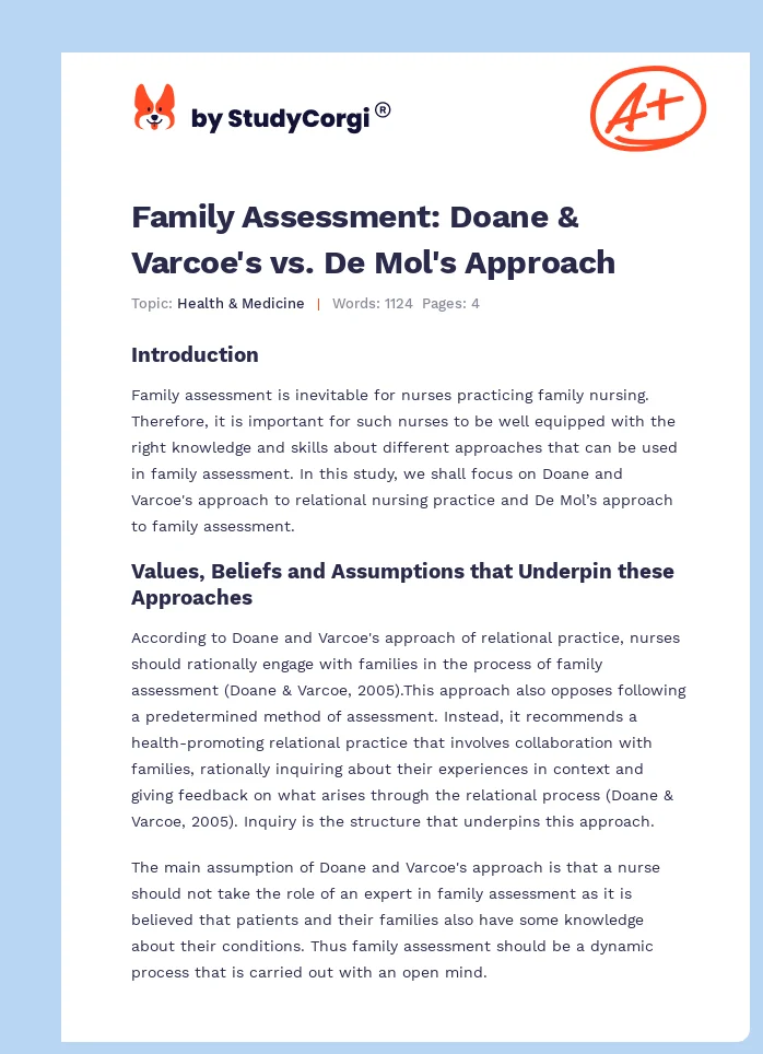 Family Assessment: Doane & Varcoe's vs. De Mol's Approach. Page 1