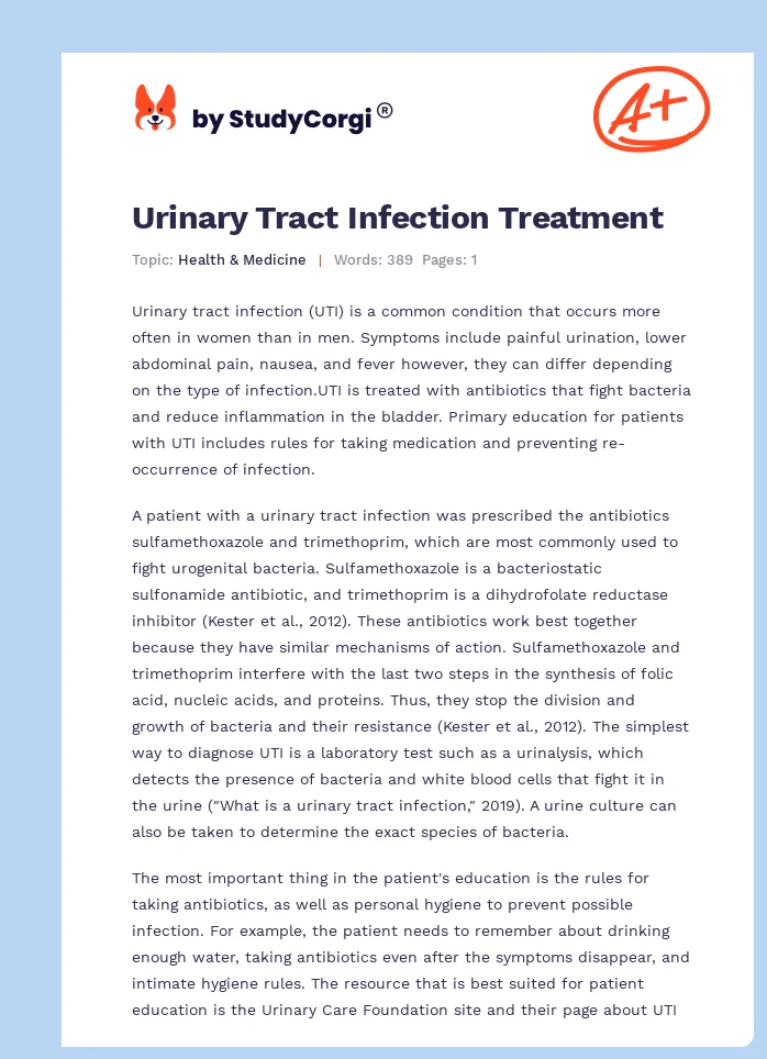 Urinary Tract Infection Treatment. Page 1