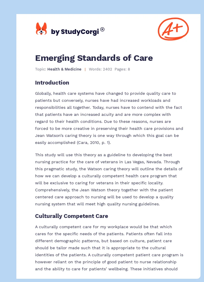 Emerging Standards of Care. Page 1