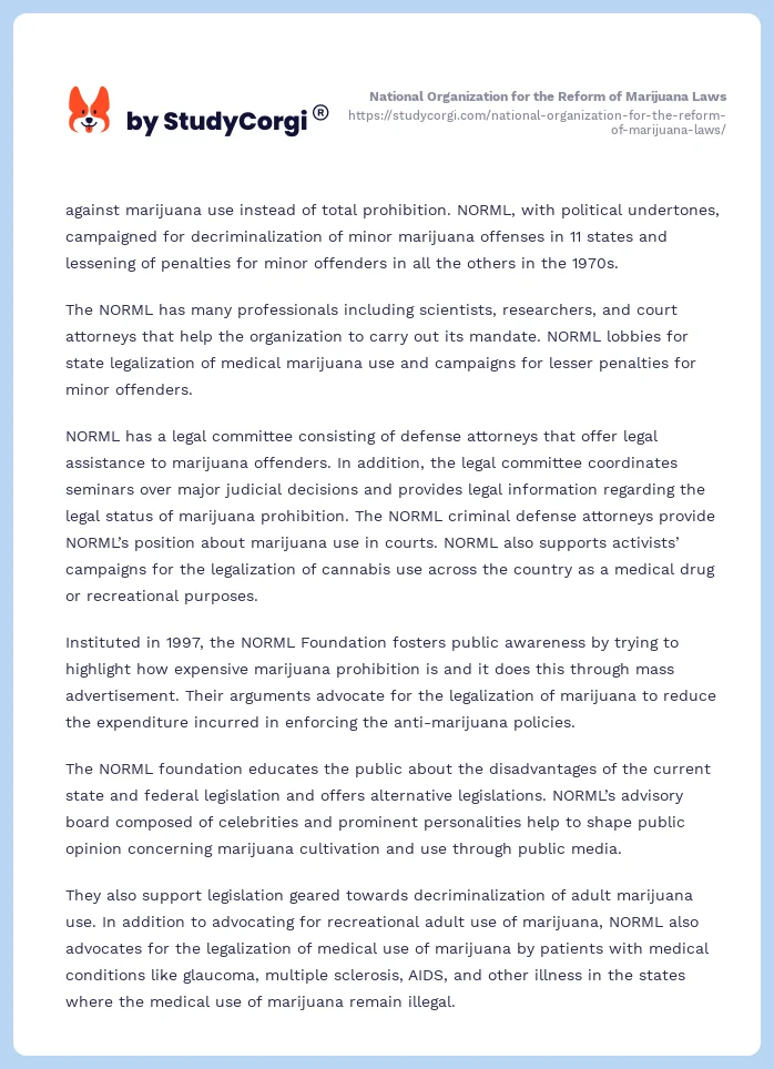 National Organization for the Reform of Marijuana Laws. Page 2