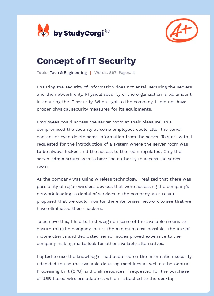 Concept of IT Security. Page 1