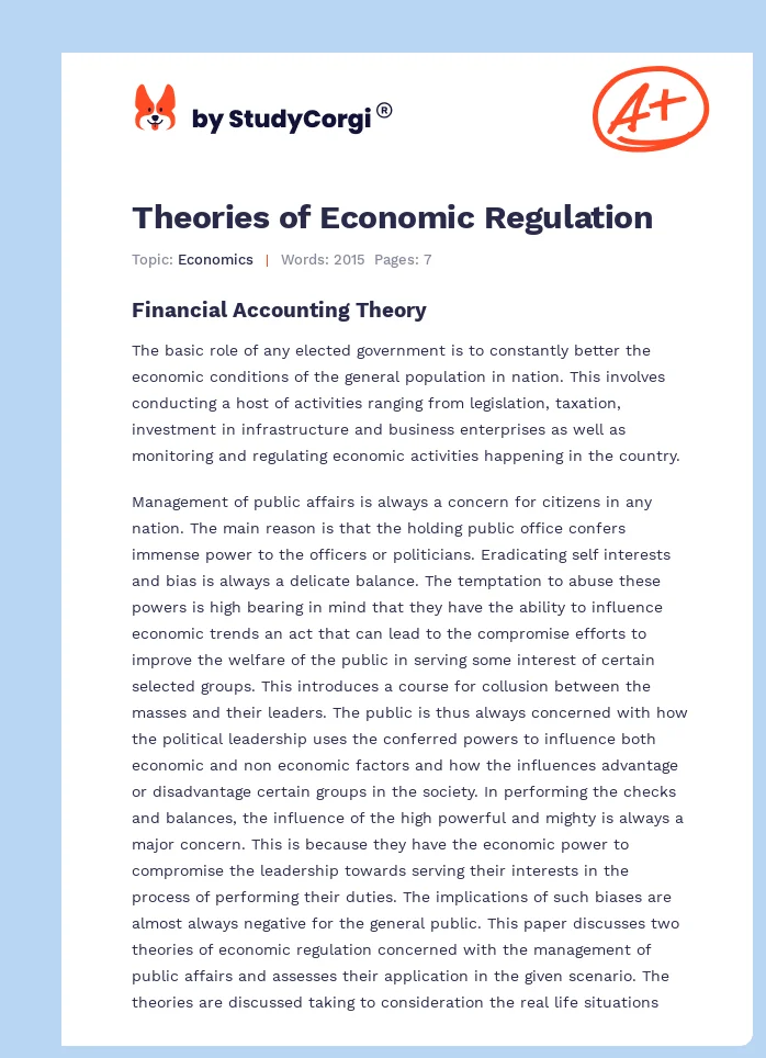 Theories of Economic Regulation. Page 1