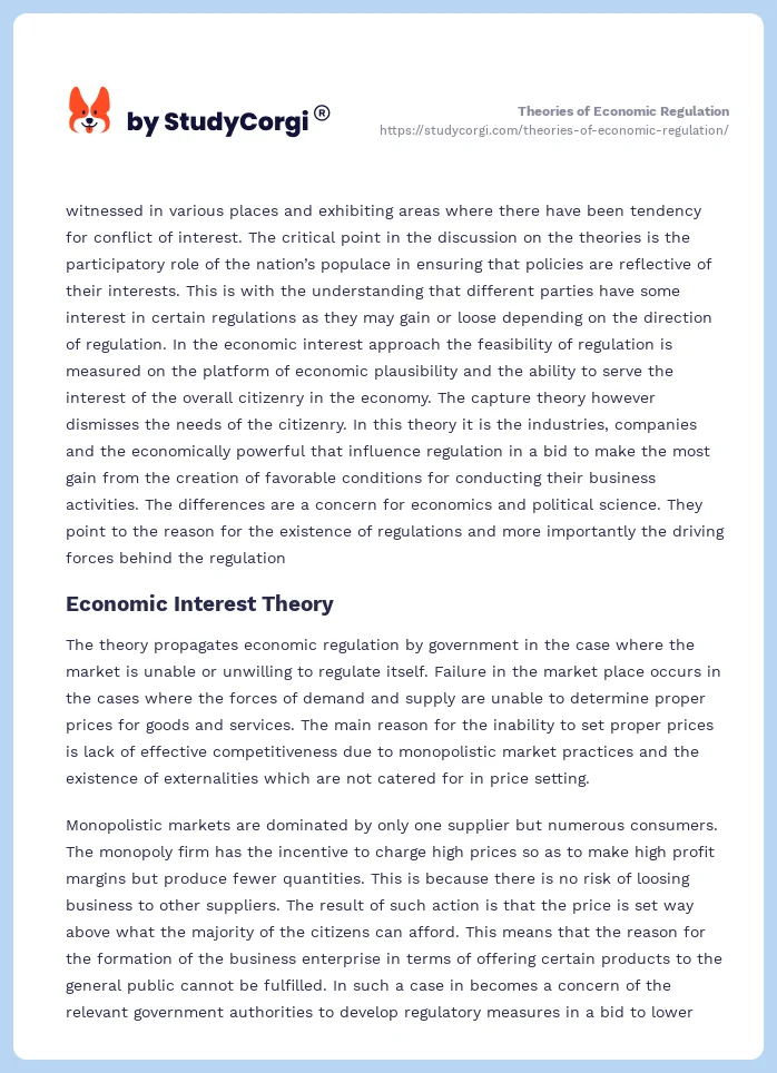 Theories of Economic Regulation. Page 2