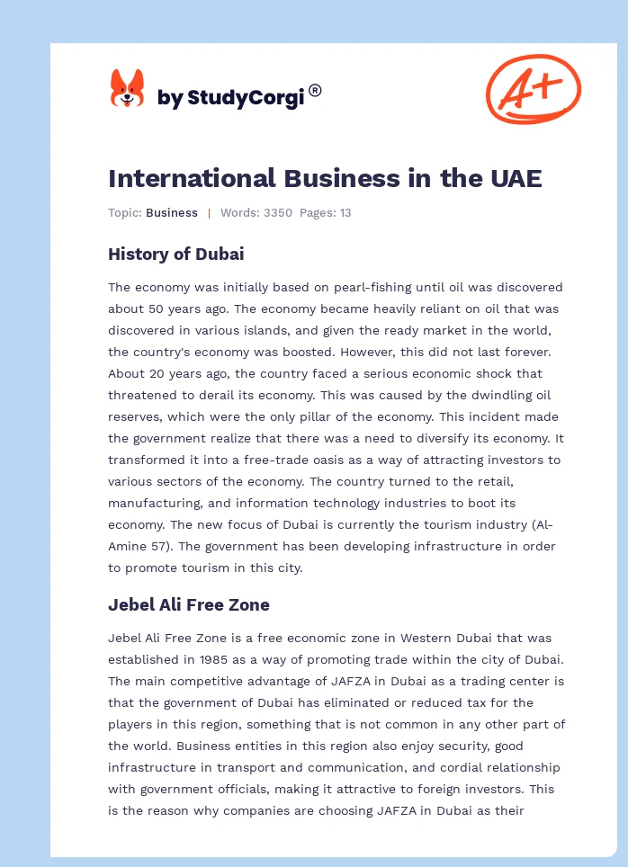 International Business in the UAE. Page 1