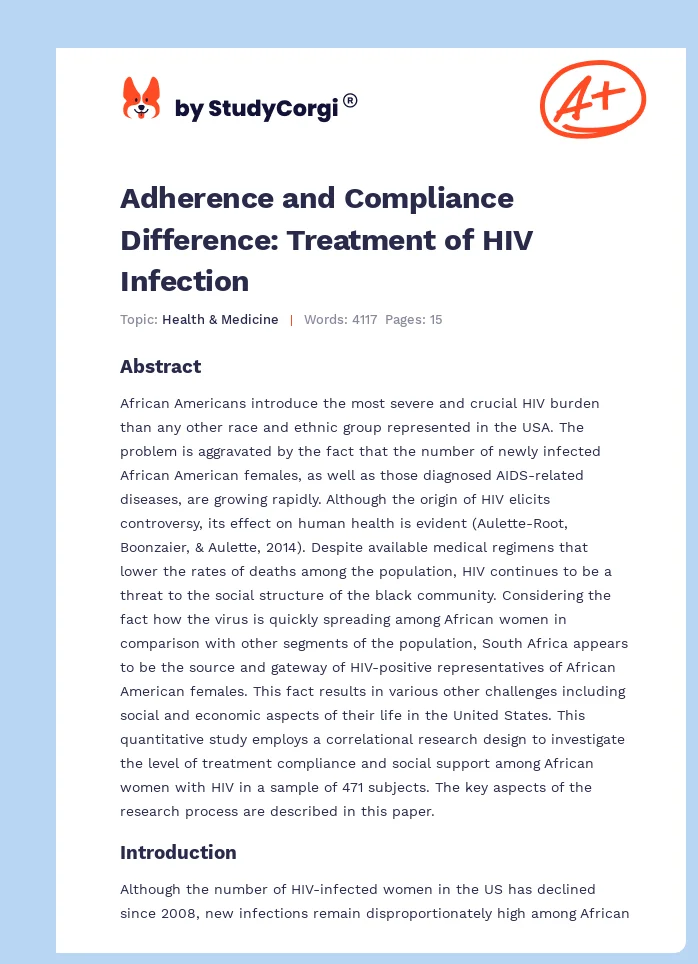 HIV Treatment Compliance and Social Support. Page 1