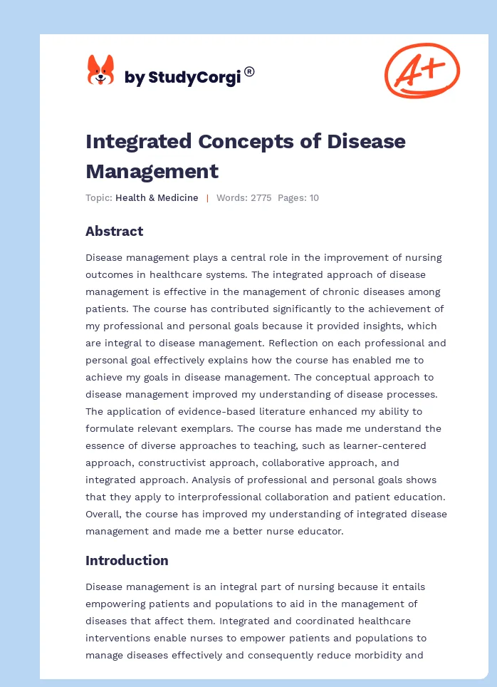 Integrated Concepts of Disease Management. Page 1