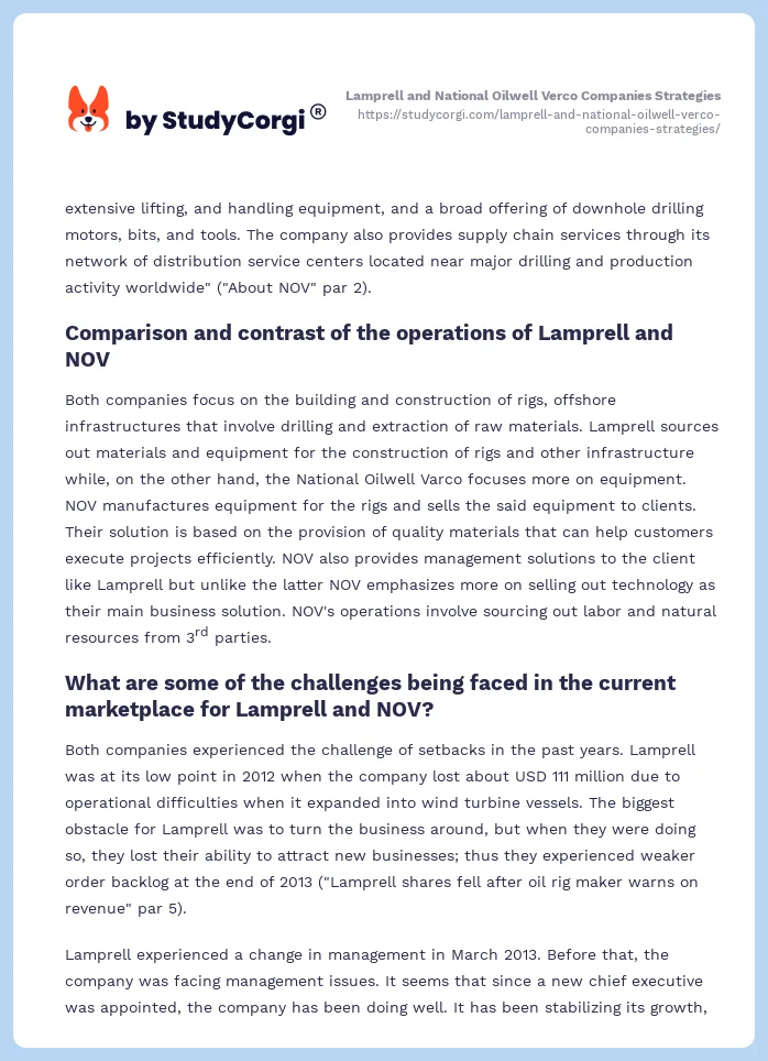 Lamprell and National Oilwell Verco Companies Strategies. Page 2