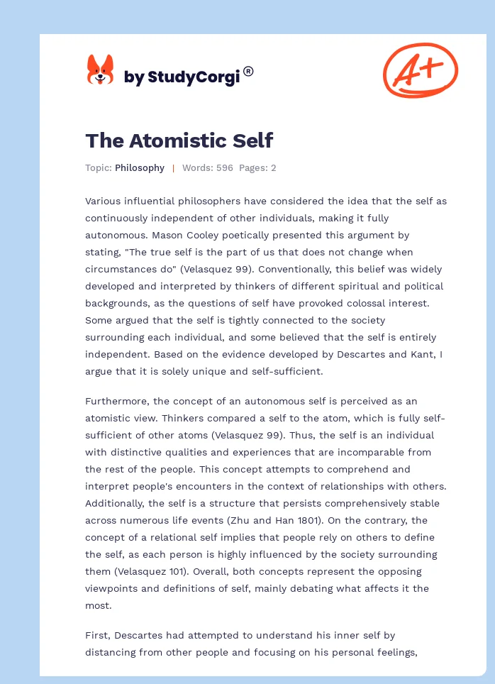 The Atomistic Self. Page 1