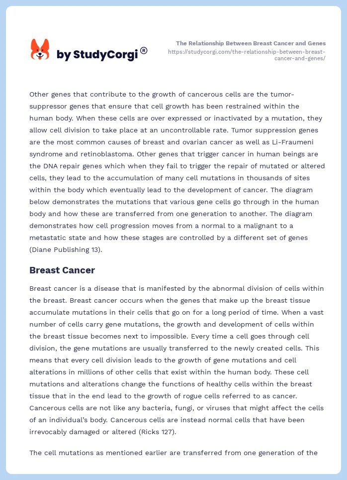The Relationship Between Breast Cancer and Genes. Page 2