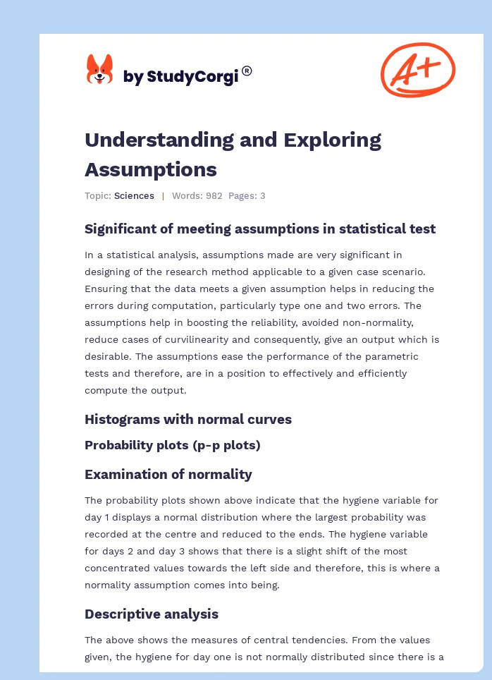Understanding and Exploring Assumptions. Page 1