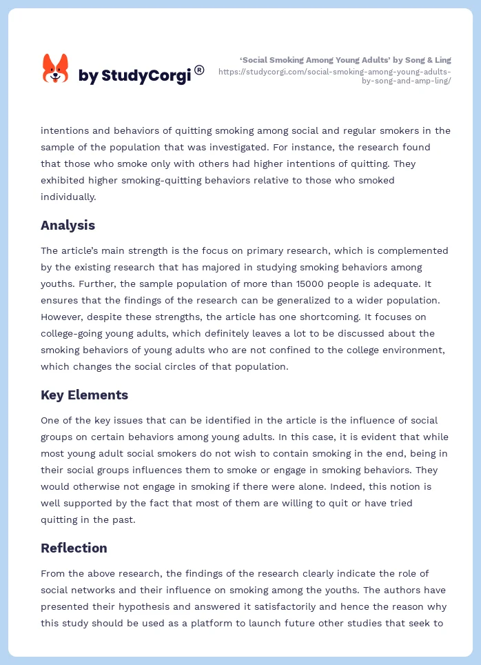 ‘Social Smoking Among Young Adults’ by Song & Ling. Page 2