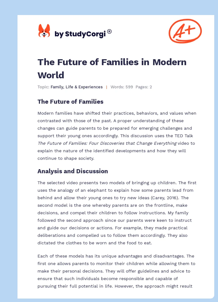 The Future of Families in Modern World. Page 1