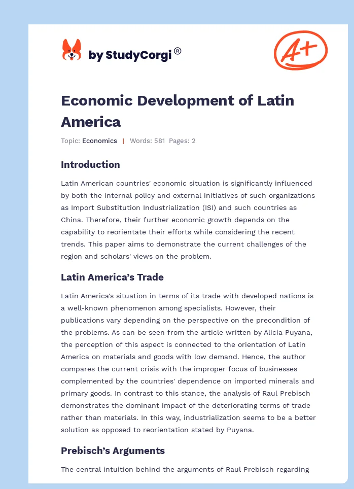 Economic Development of Latin America. Page 1