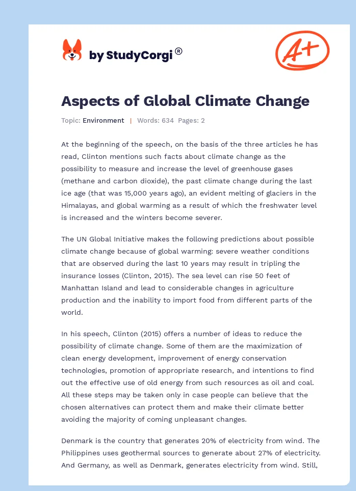Aspects of Global Climate Change. Page 1