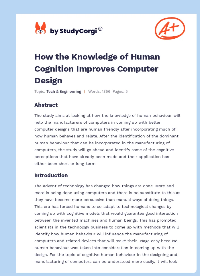 How the Knowledge of Human Cognition Improves Computer Design. Page 1