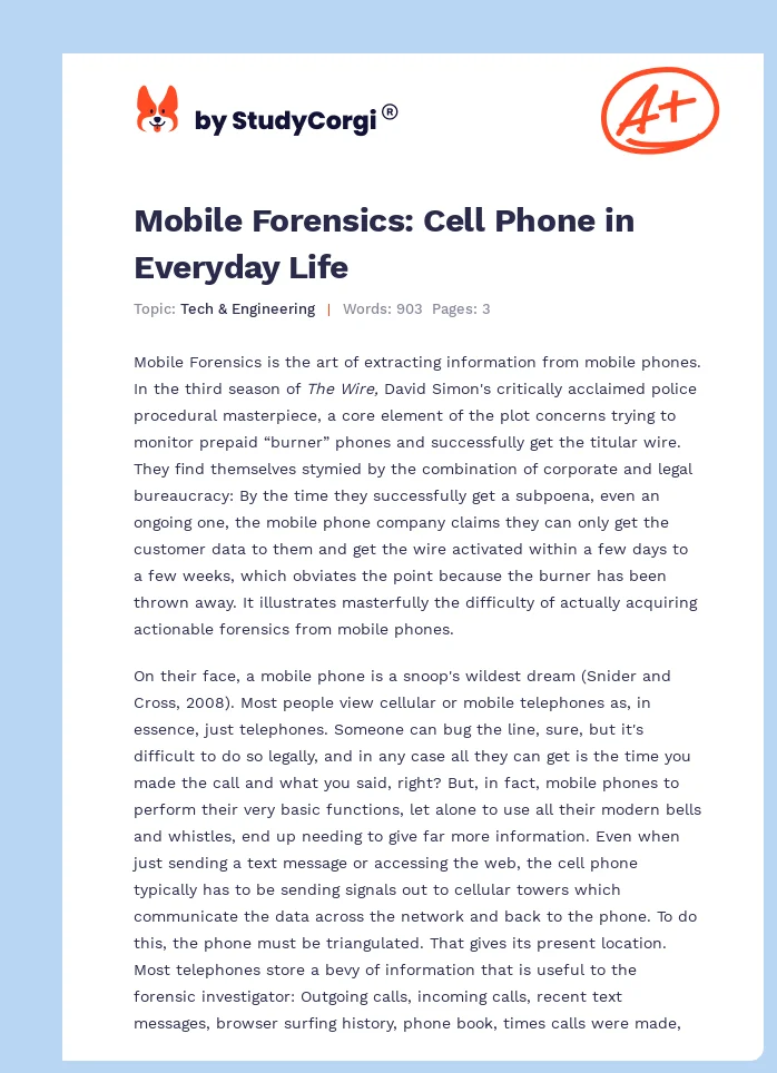 Mobile Forensics: Cell Phone in Everyday Life. Page 1
