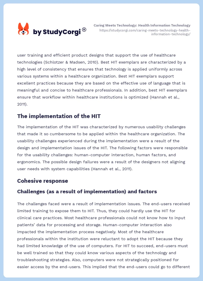 Caring Meets Technology: Health Information Technology. Page 2