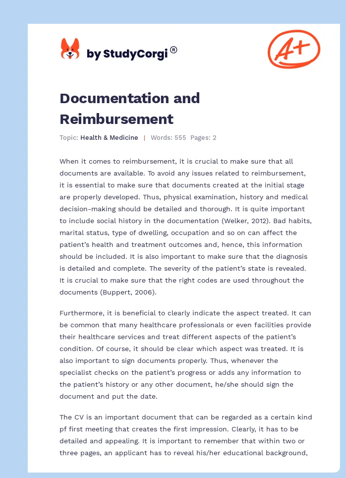 Documentation and Reimbursement. Page 1