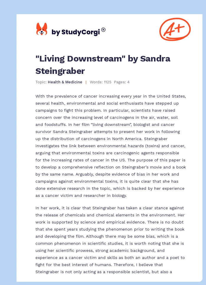 "Living Downstream" by Sandra Steingraber. Page 1