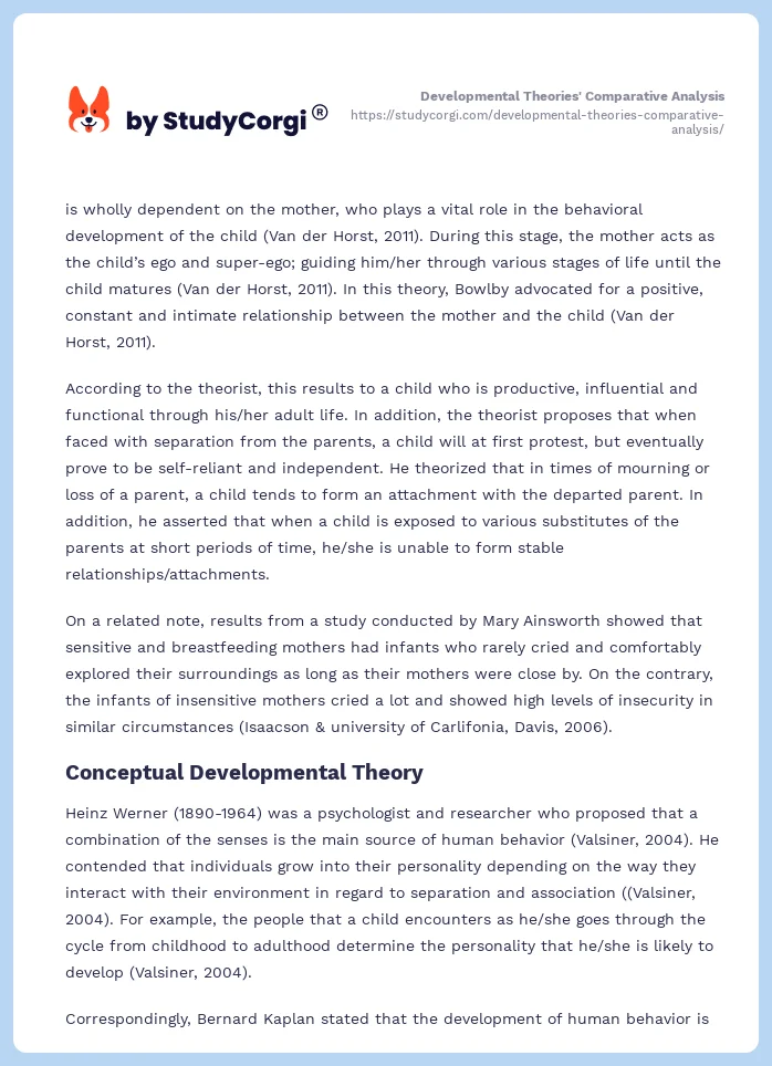 Developmental Theories' Comparative Analysis. Page 2