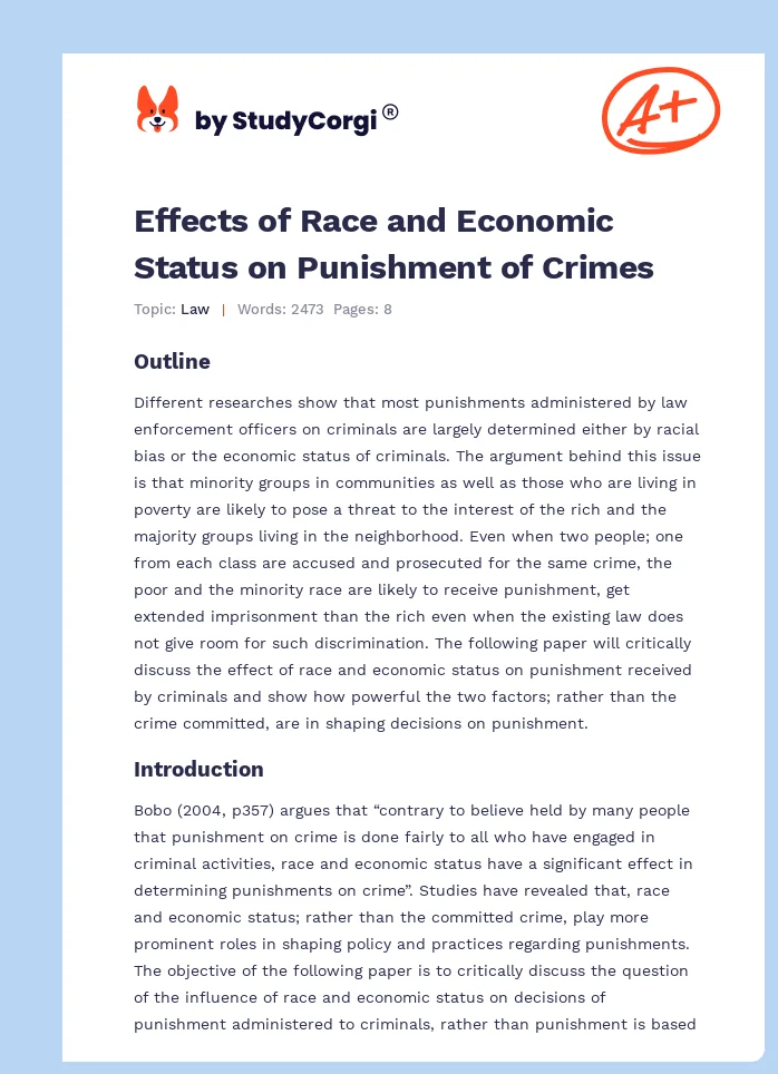 Effects of Race and Economic Status on Punishment of Crimes. Page 1