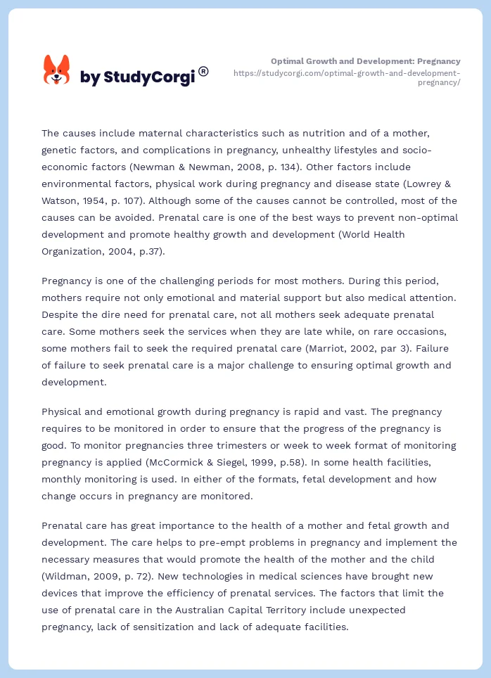 Optimal Growth and Development: Pregnancy. Page 2