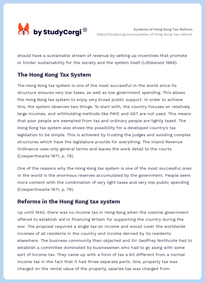 Systems of Hong Kong Tax Reform. Page 2