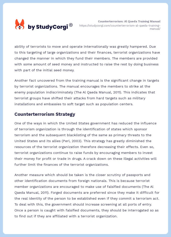 Counterterrorism: Al Qaeda Training Manual. Page 2