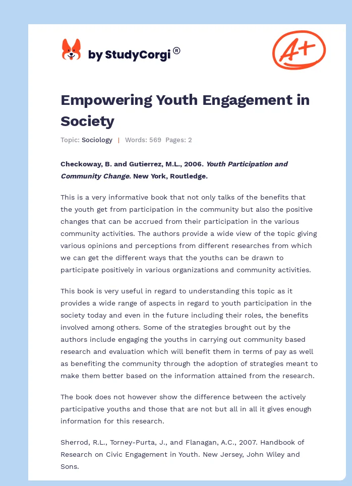 Empowering Youth Engagement in Society. Page 1