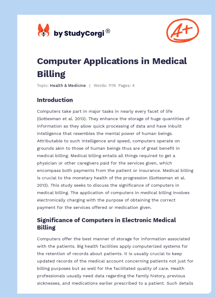 Computer Applications in Medical Billing. Page 1