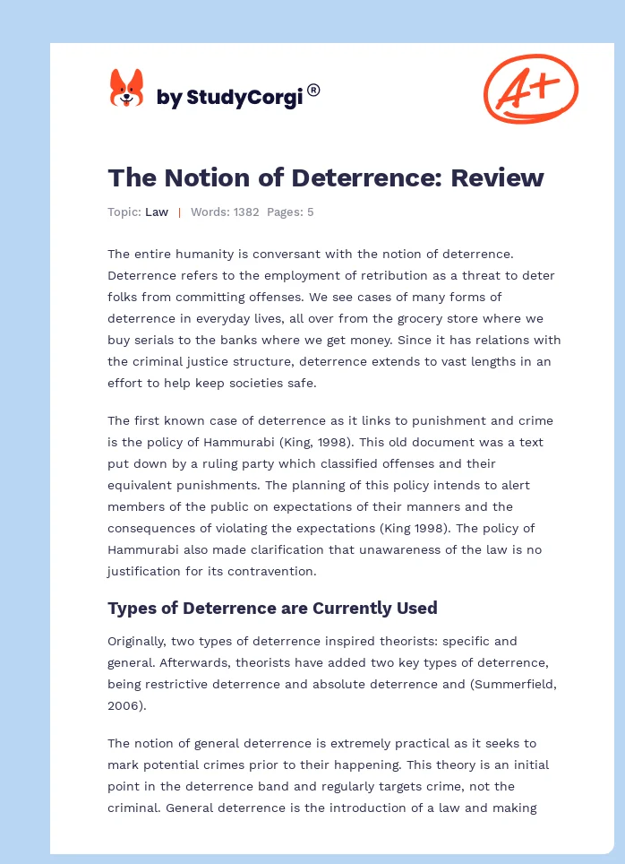 The Notion of Deterrence: Review. Page 1