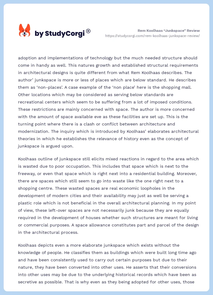 Rem Koolhaas “Junkspace” Review. Page 2