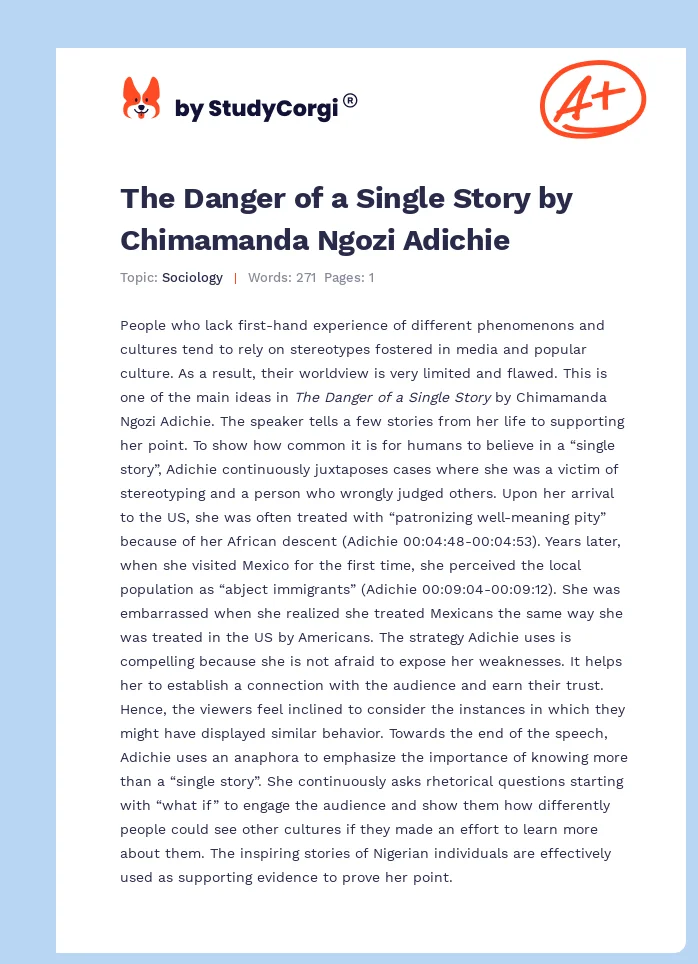 The Danger of a Single Story by Chimamanda Ngozi Adichie. Page 1